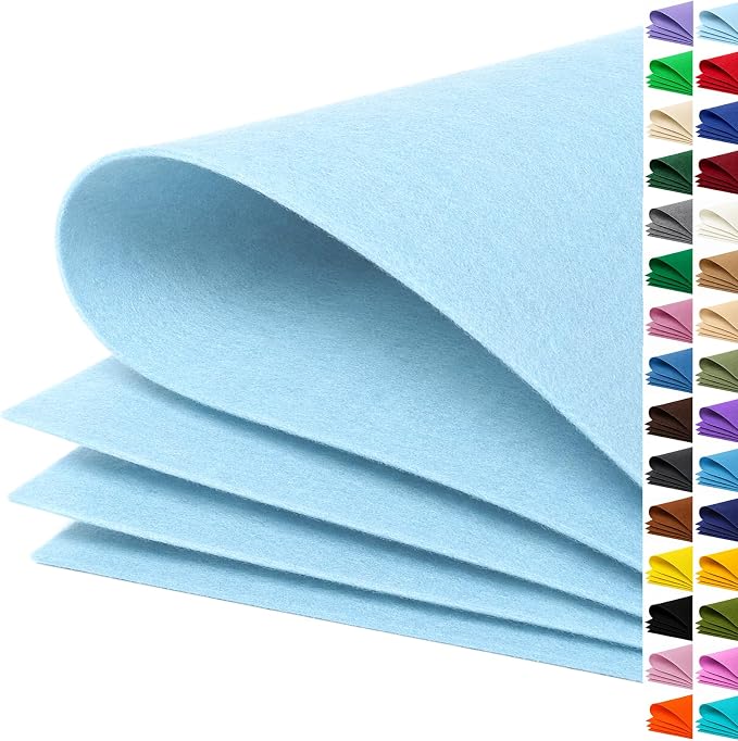 Baby Blue Large Felt Fabric 36" x 36", 1mm Stiff Felt Sheet, Nonwoven Fabric