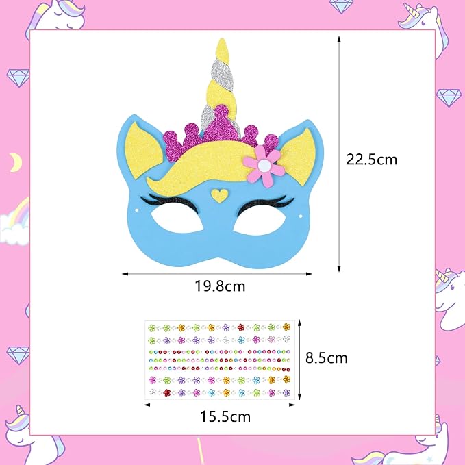 Fennoral 6 Pack Unicorns Masks Craft