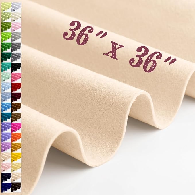 Large Felt Fabric Sheet 36 x 36 Inch, 1.6mm Thick | Soft nonwoven felt