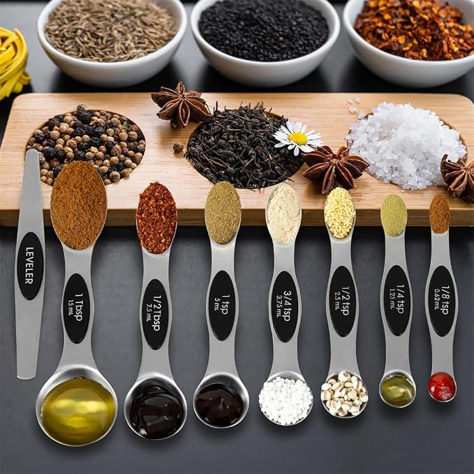 16 Pieces Measuring Cups and Magnetic Measuring Spoons Set Stainless Steel