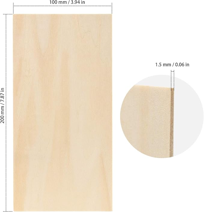 50 Pack 4 x 8 Basswood Sheets, Unfinished Plywood Boards, 1/16 Inch Thin