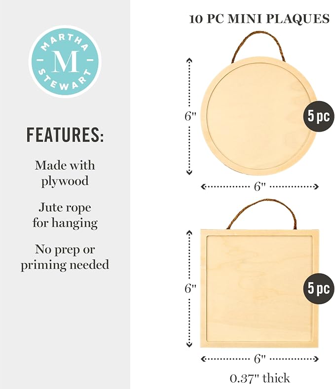 Martha Stewart, Circle and Square Wood Plaque Set