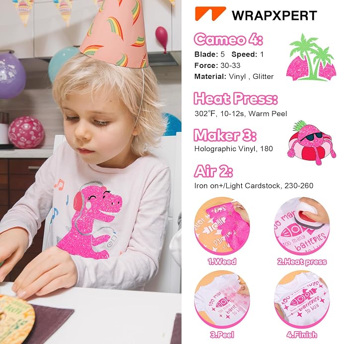 WRAPXPERT Pink Glitter HTV Hot Pink Heat Transfer Vinyl Roll