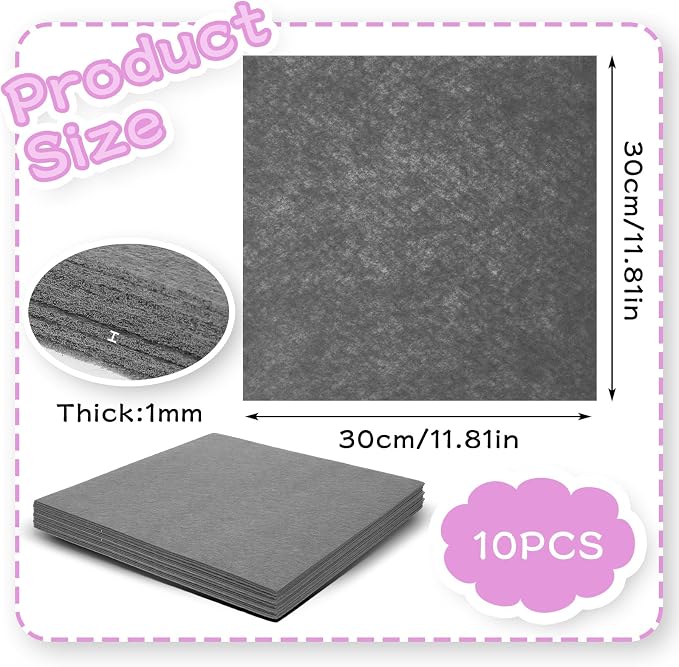 12" x 12" Squares Felt Sheets Fabric, 1mm Thick Halloween Christmas Fabric Fall