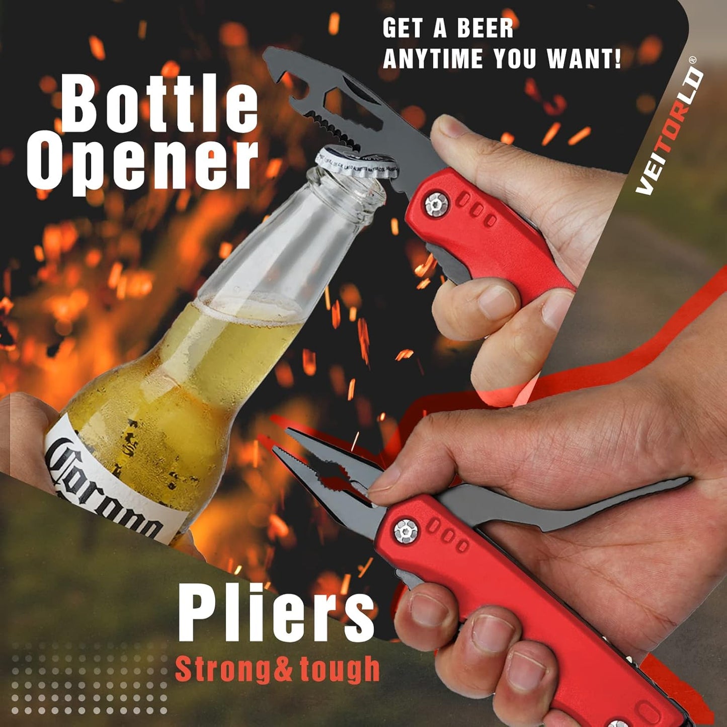 VEITORLD Christmas Stocking Stuffers, Gifts for Men Dad Women, Anniversary Birthday Gifts Ideas for Him Husband, All in One Tools Hammer Multitool, Unique Fishing Hunting Tools Gifts