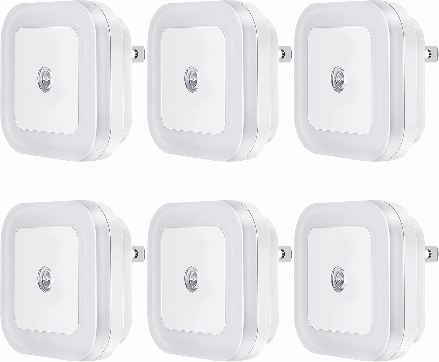 Plug-in LED Night Light with Dusk to Dawn Sensor for Hallway, Stairs, Bathroom, Kitchen, Bedroom, Nursery, Kids Room, Daylight White, Pack of 6