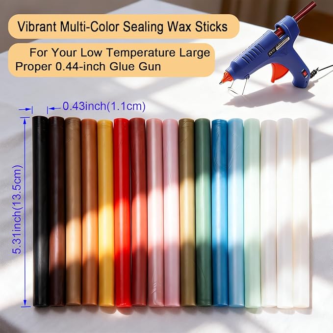 Wax Seal Stick, 15 Pieces Glue Gun Wax Seal Sticks