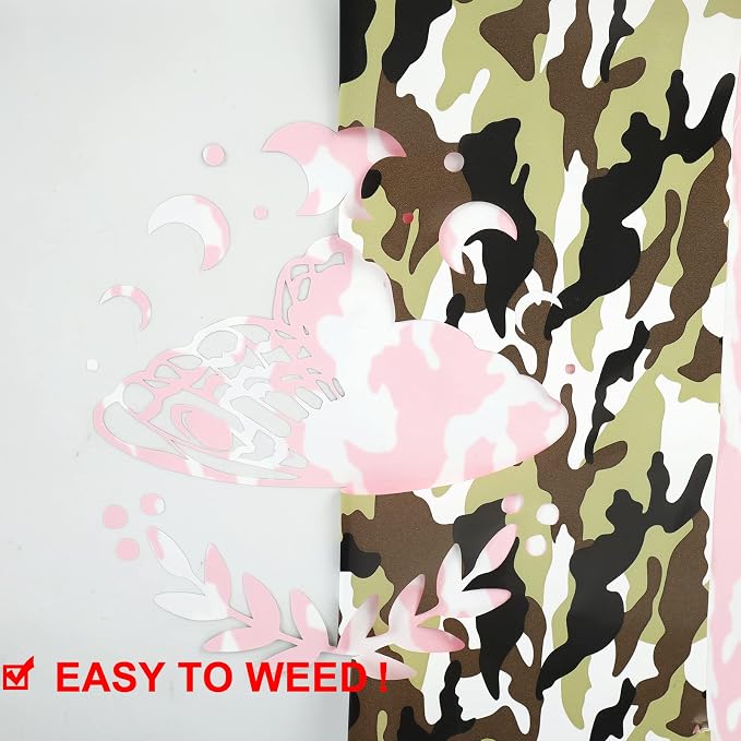 FUNKAKA Camo Army Earthy HTV Heat Transfer Vinyl Rolls, Stretchy PU HTV Vinyl