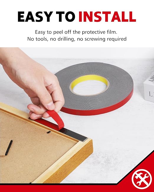 HitLights Double Sided Tape Heavy Duty, 1/2 in x 50 ft, Adhesive Mounting Tape