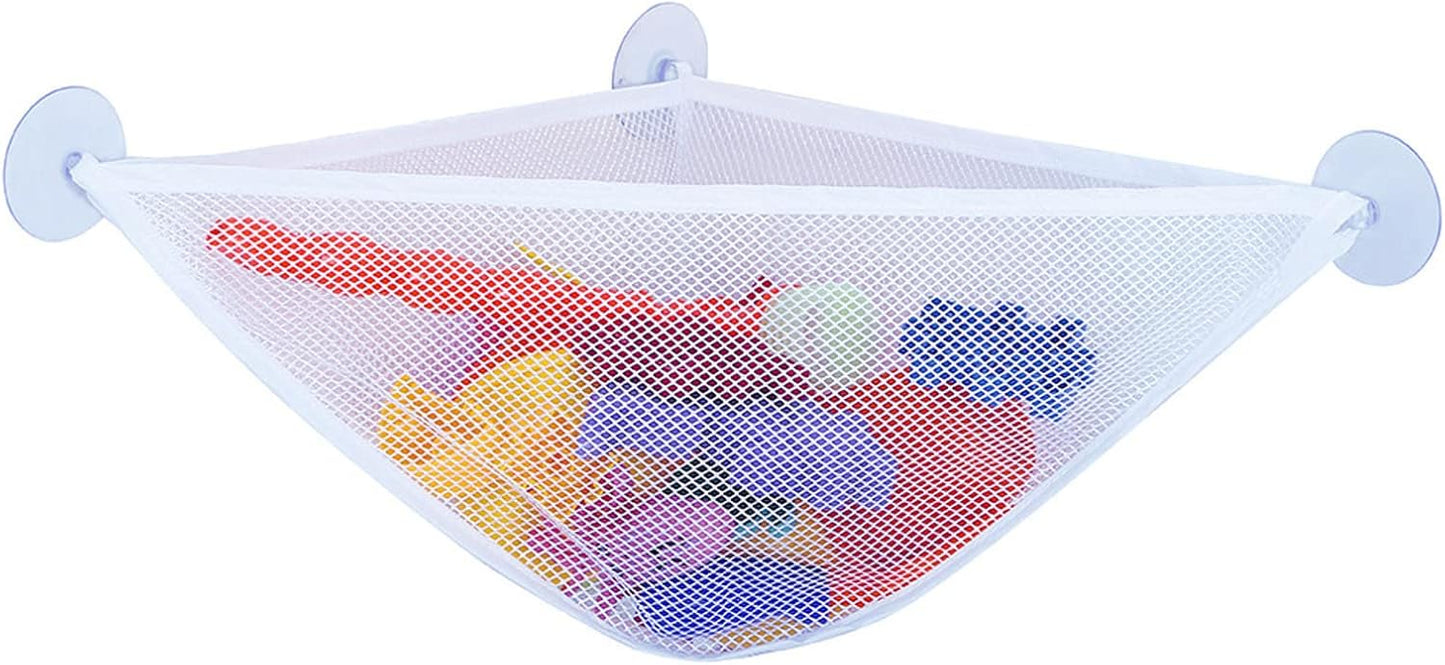 chil Bath Toy Organizer with 3 Strong Suction Cups Mounted Bath/Shower Caddy Storage Solution Bath Toy Storage Net & Bathroom Corner Shower Caddy Bag Bathroom Storage Bag