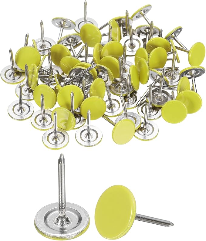 uxcell 150Pcs Upholstery Tacks, 11mmx17mm Flat Head Thumb Tack Decorative