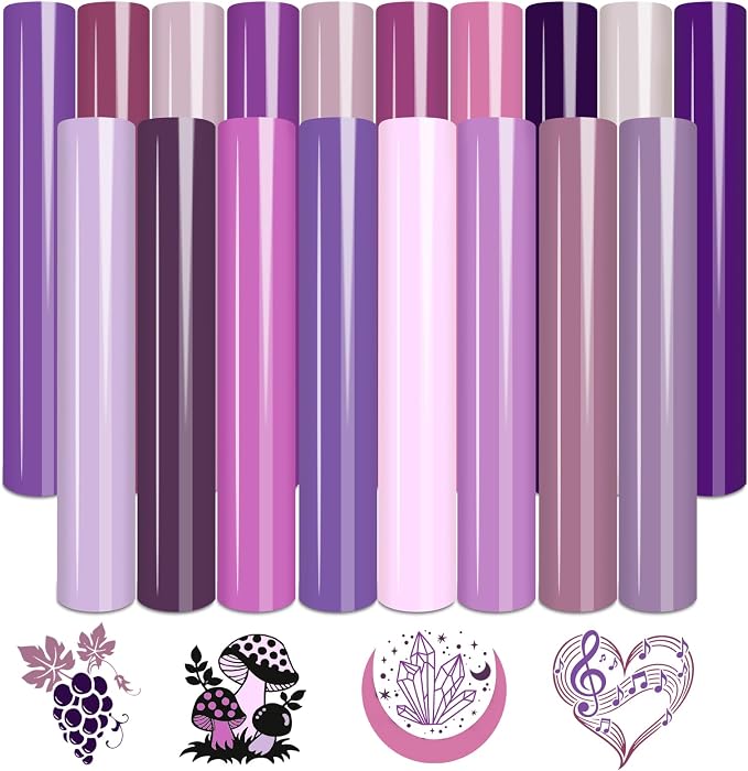 Tintnut Purple Heat Transfer Vinyl, 18 Sheets 12"x10" Iron on Vinyl | Purple
