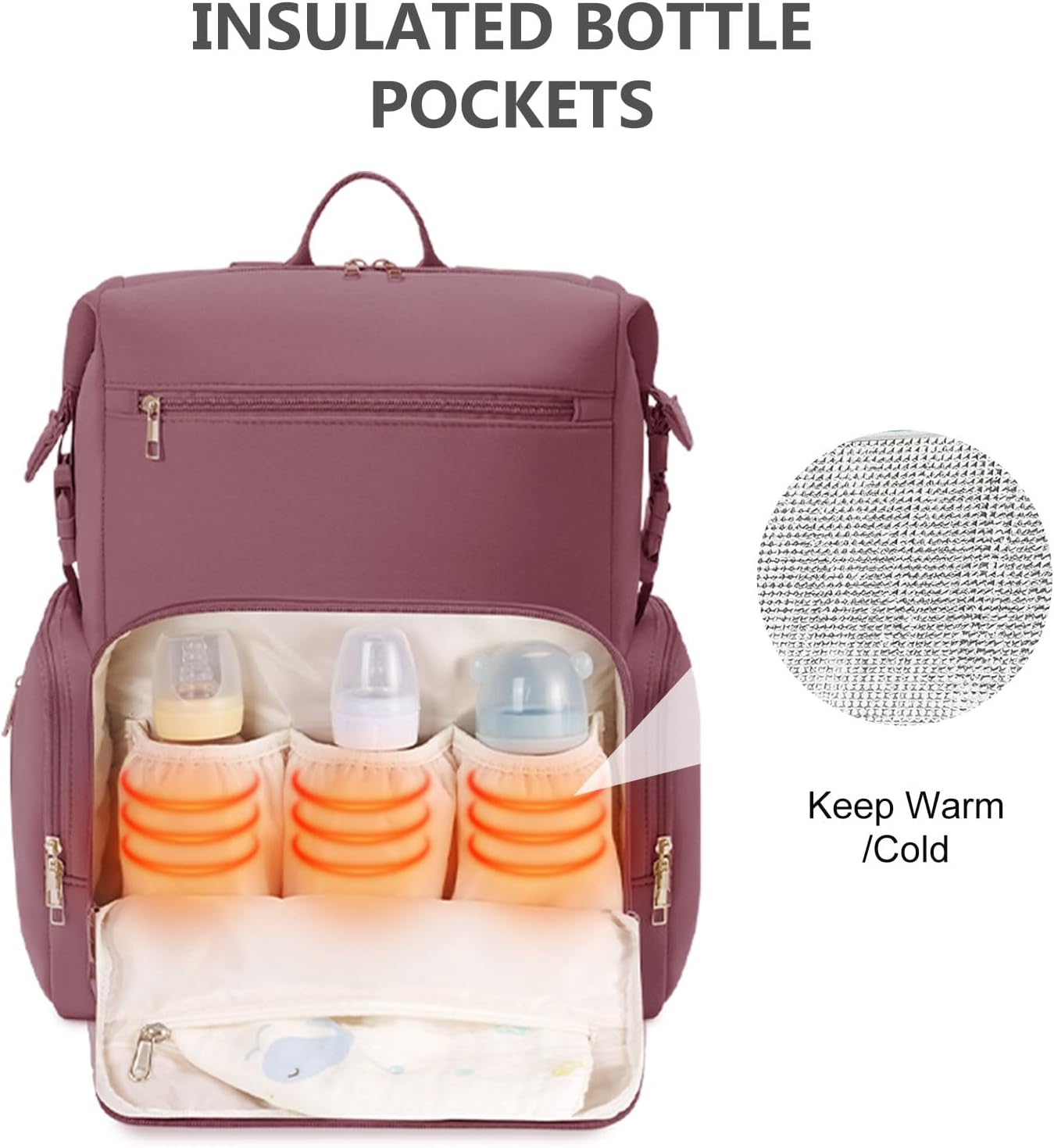 CEI-CEI Neoprene Diaper Bag Backpack Large Newborn Baby Maternity Bags Waterproof Travel Backpack for Mom Dad with Insulated Pockets,Changing Pad