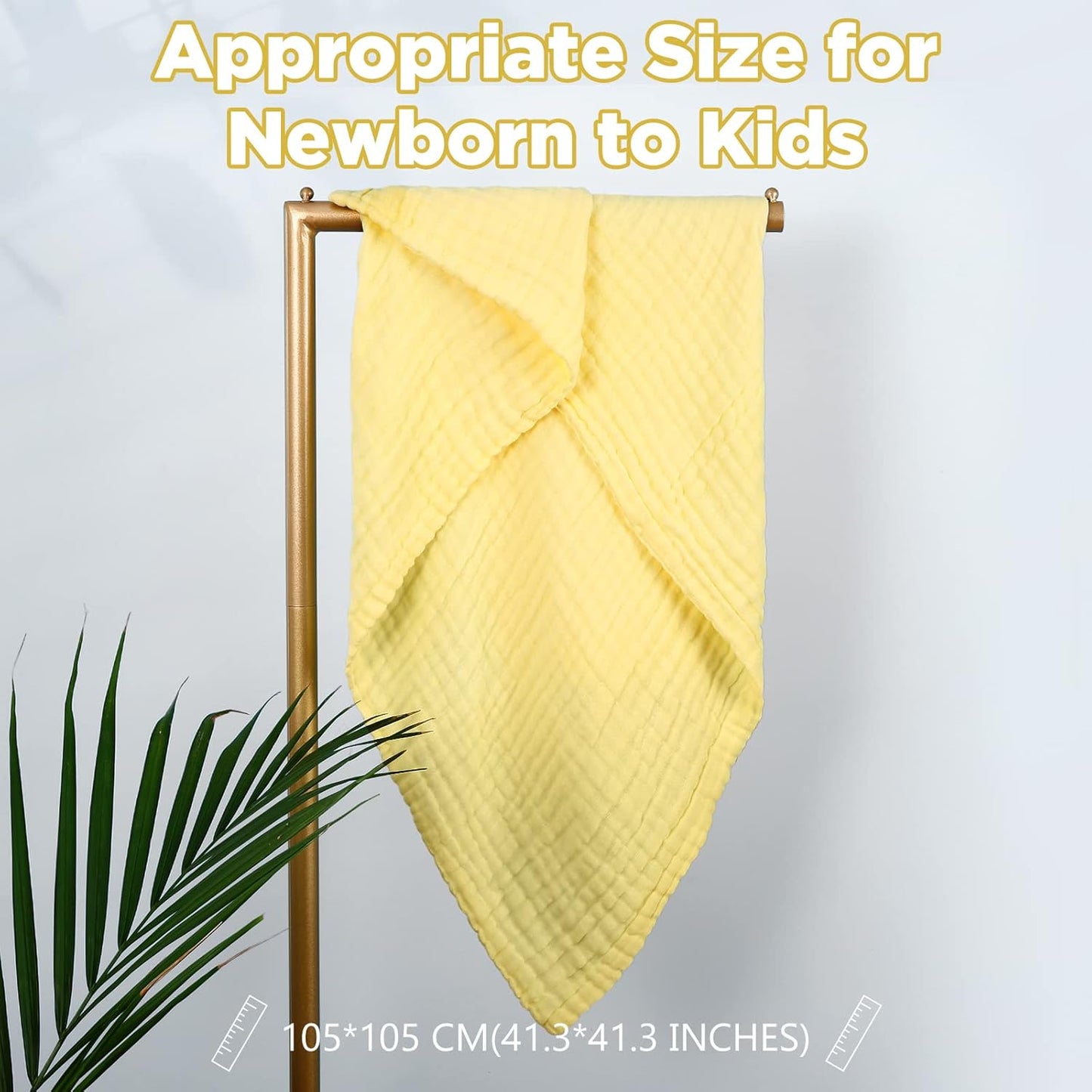 MUKIN Baby Bath Towels, Super Soft Cotton Receiving Blanket for Baby's Delicate Skin,2Pack Swaddle Blanket for Newborns Toddlers Boy Girl,Baby Registry as Shower (White+Yellow)