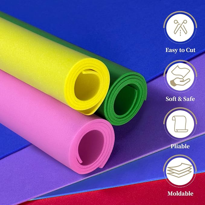 30 PCS EVA Foam Craft Sheets, 12 x 8 in, 2mm Thick Foam Boards