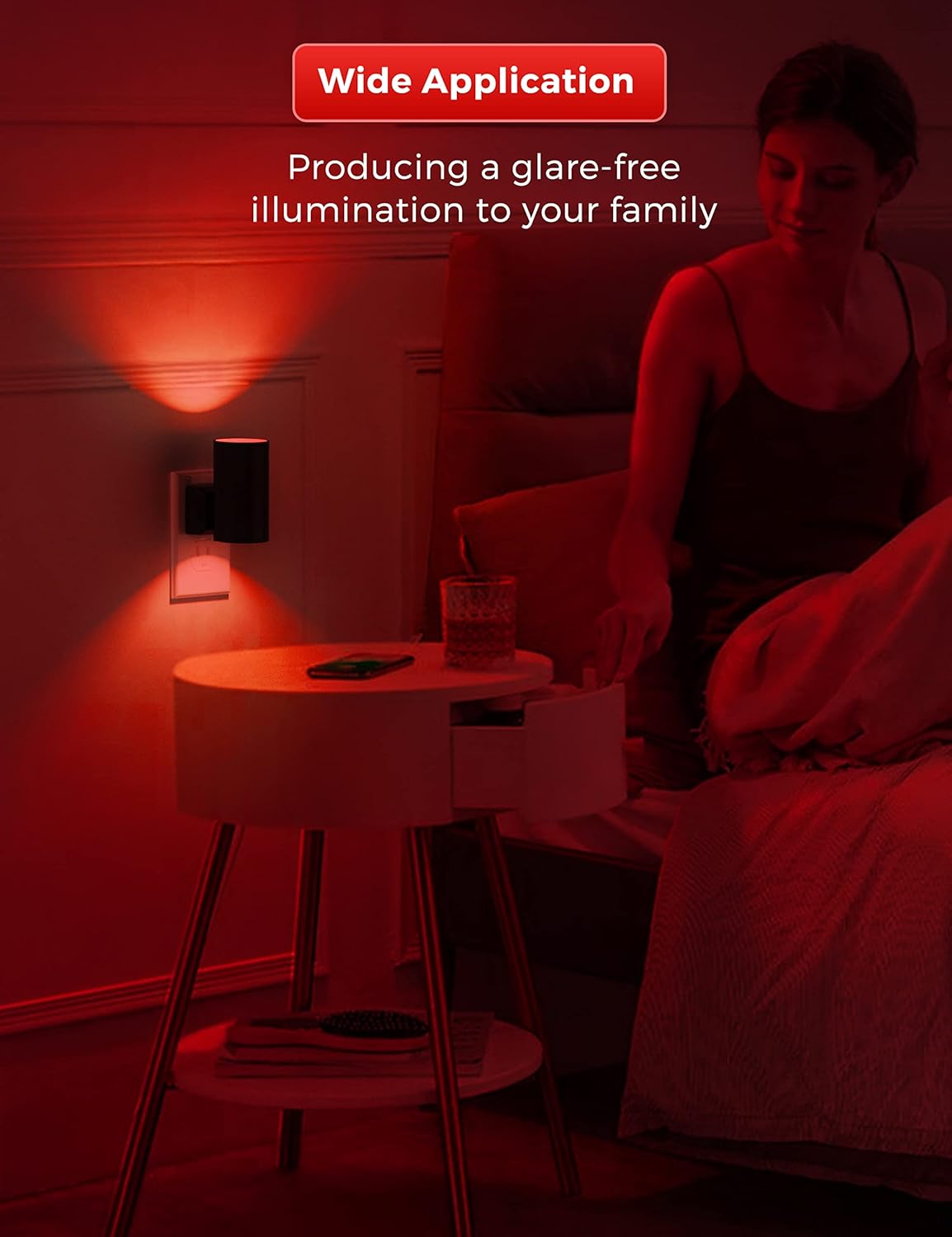 L LOHAS LED Red Night Light, Night Lights Plug into Wall, LED Night Lights with Light Sensor, Sleep Aid Red, Dimmable Night Light for Christmas, Holiday Decor, Hallway, Bedroom, 2 Pack
