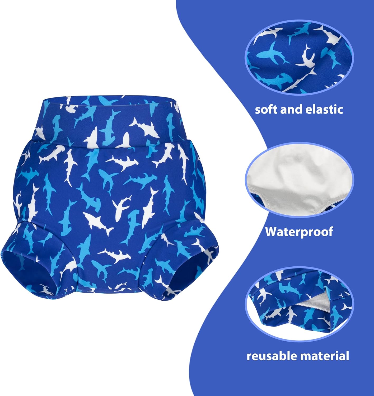 BIG ELEPHANT Baby Swim Diapers 3/6 Pack – Reusable Waterproof Diapers, Soft Breathable Swimwear for Boys and Girls