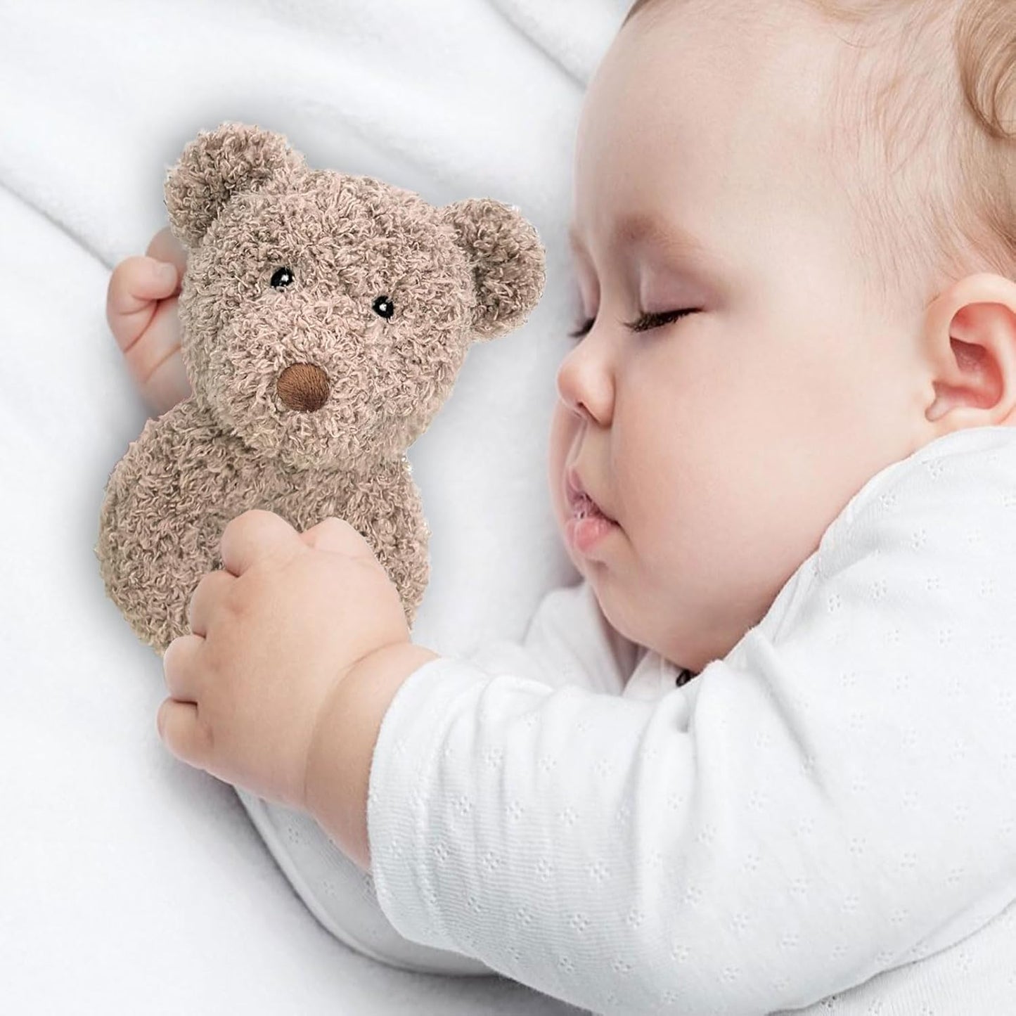 Baby Teddy Bear Soft Rattle Toy, Plush Bear Infant Shaker Rattle Easy-Grasp Stuffed Animal Toy, Gifts for Newborns Babies Toddlers Boys Girls, Brown, 6 Inches