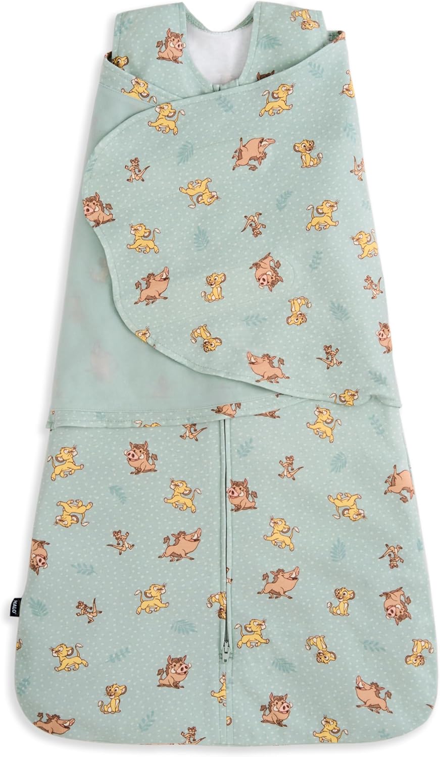 HALO 100% Cotton Sleepsack Swaddle, 3-Way Adjustable Wearable Blanket, Newborn, TOG 1.5, Lion King Friends