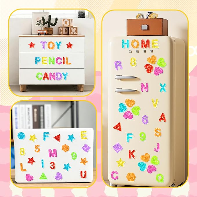 1568 Pcs Foam Letter Stickers Glitter, Self-Adhesive Glitter Alphabet Stickers