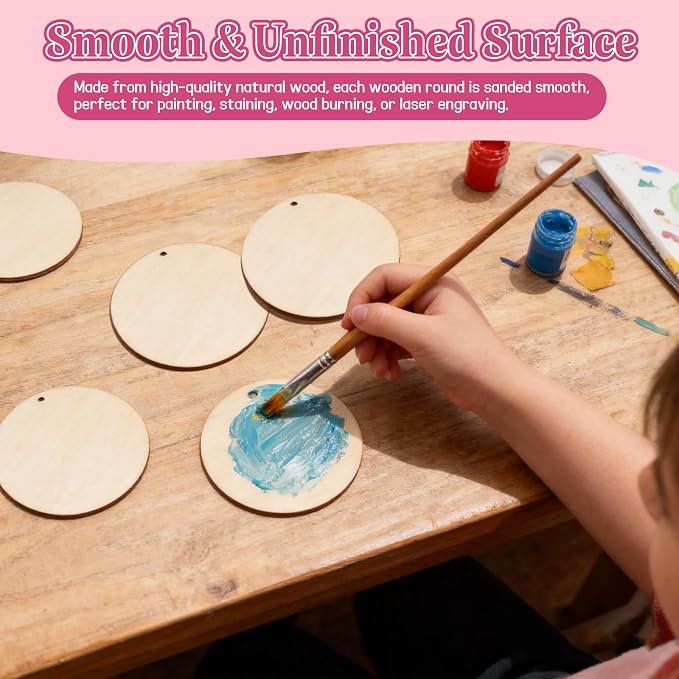 FSWCCK 50 PCS 3 Inch Wood Circles