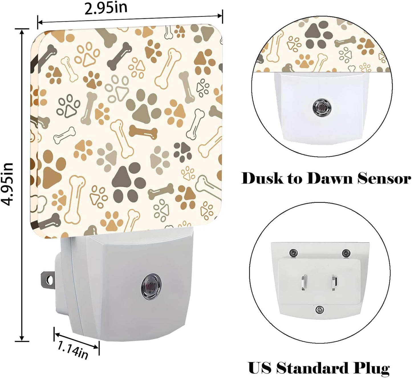 Dog Paw Night Light,Plug-in Nightlights Auto Sensor Night Lamp Dusk to Dawn Lamp Home Decor for Nursery Children Girls Boys