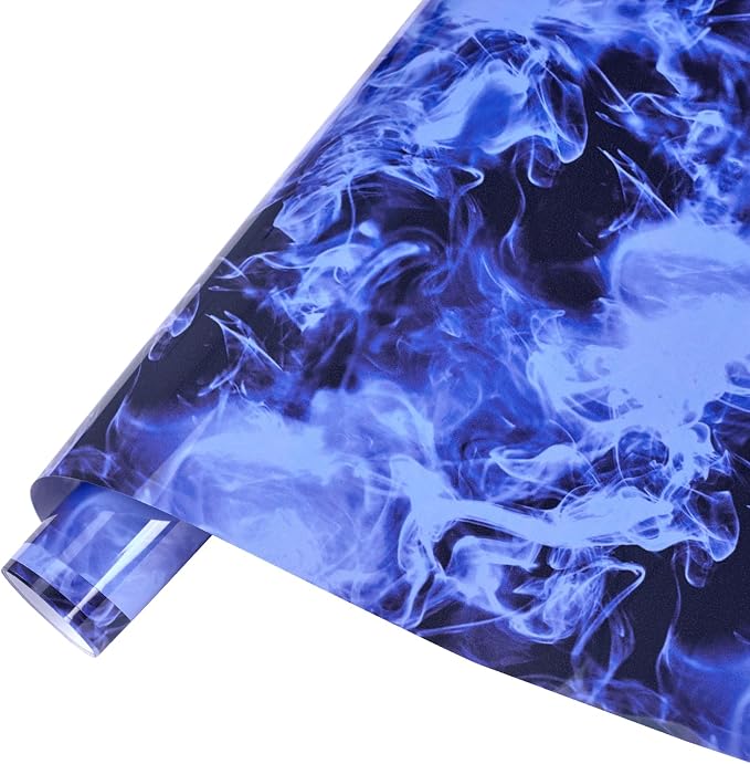 Tintnut Black Blue Flame Heat Transfer Vinyl Roll, stretch washable, heat press