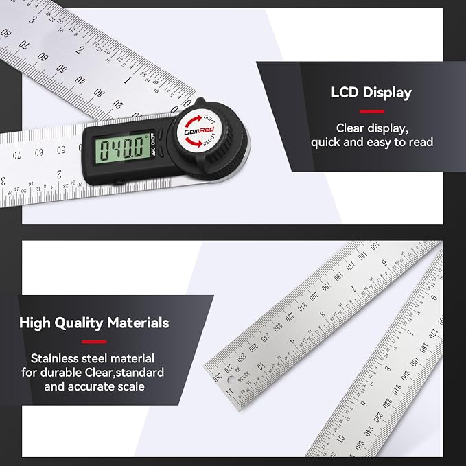 GemRed 82305 Digital Angle Finder Protractor
