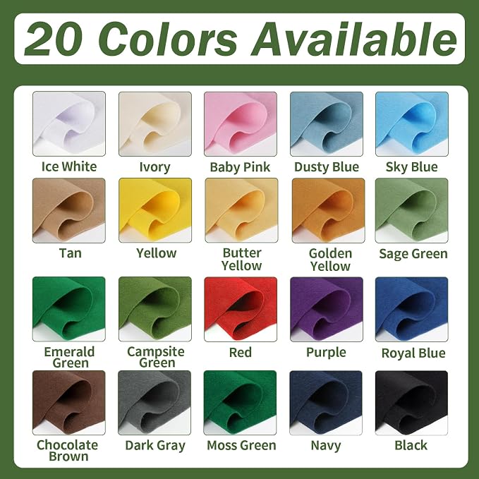 Sage Green Felt Fabric Sheet 72" X 36", 1.4mm Thick Large Soft Durable Flexible