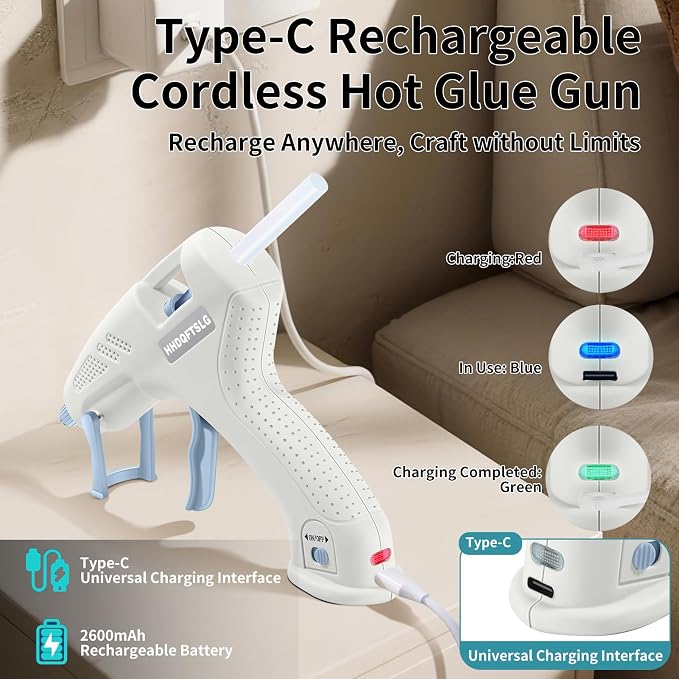 Cordless Hot Glue Gun, Fast Preheating