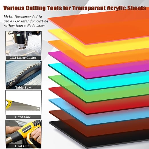 Adrattnay Transparent Colored Acrylic Sheets 1/8" Thick, Sign Making, DIY