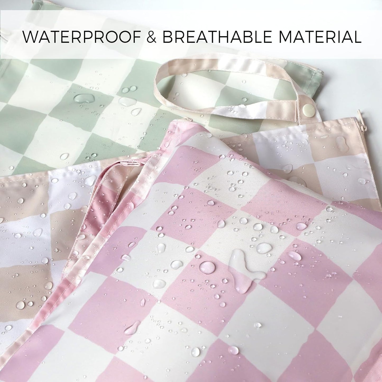 Wet Dry Bags Water Resistant - 2 Pack Reusable Waterproof Wet Dry Bag for Swimsuits & Baby Clothes - Leakproof Storage Pouch Bag for Travel & Baby Diaper - Travel Laundry Daycare Bags