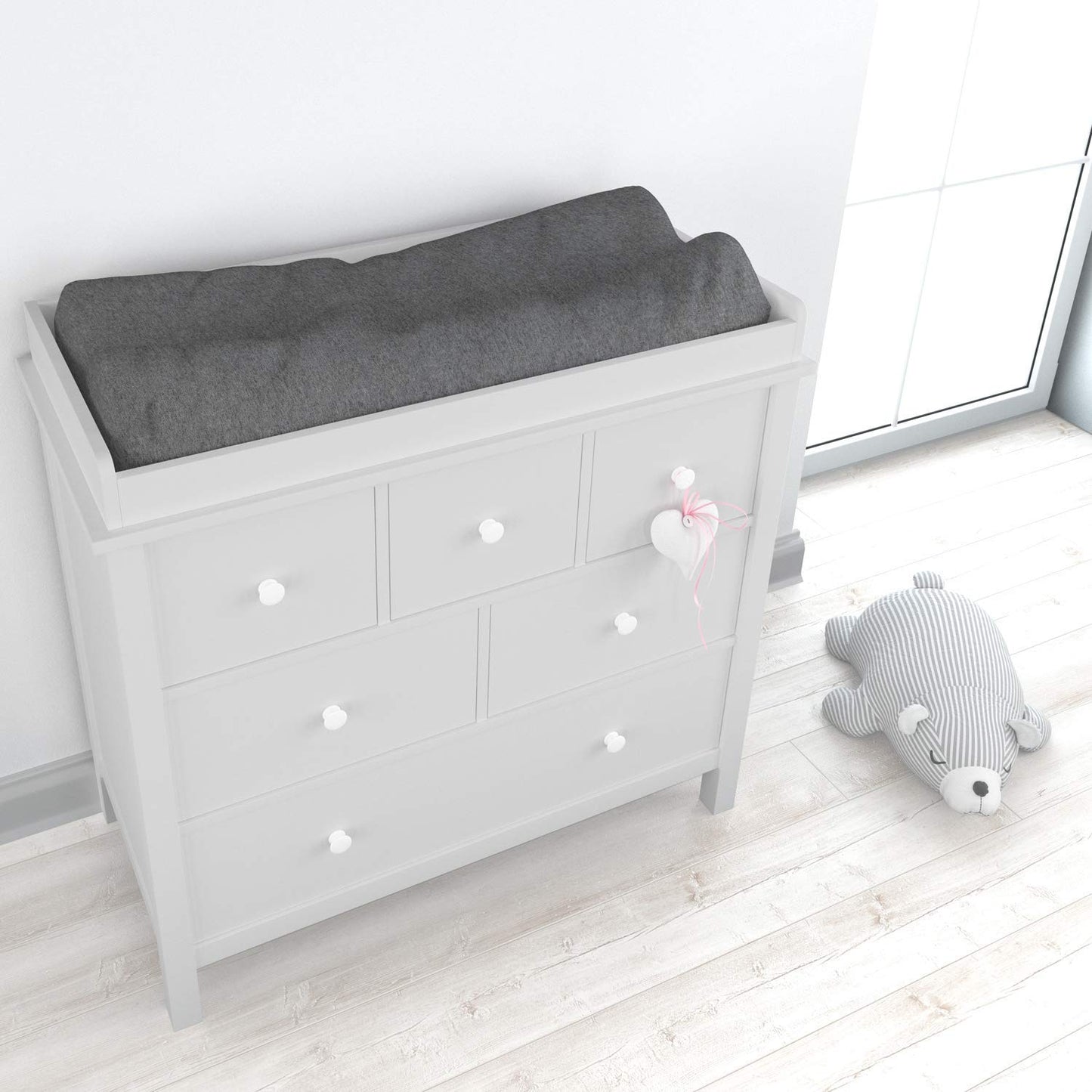 Cuddly Cubs Changing Pad Covers – 2 Pack – Snuggly Soft Plush Cotton Changing Table Covers for Boy, Girl – Fits Perfectly on Summer Infant and Other 16 x 32 Baby Changing Table Pads – Heather Grey