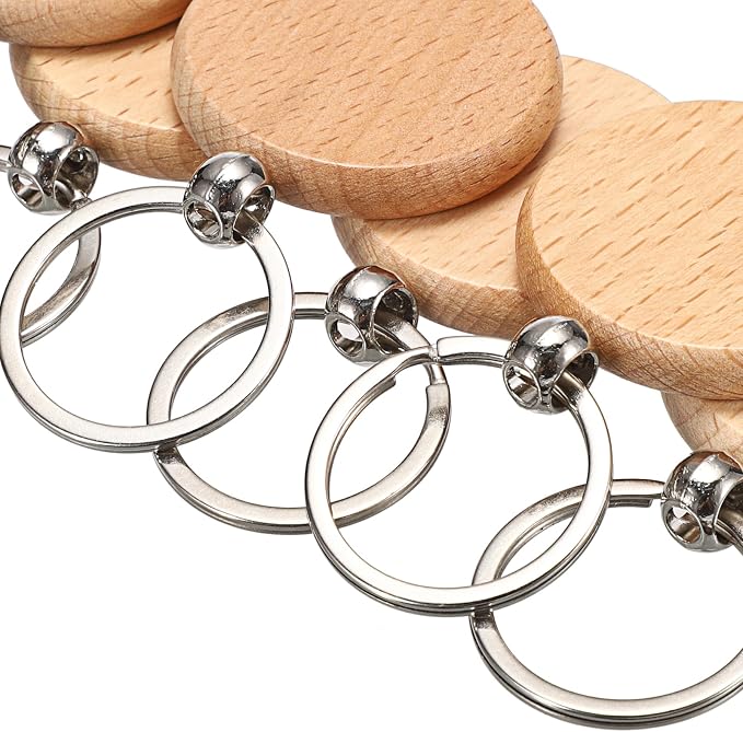 JUXYES 100 PCS Unfinished Wooden Keychain Blanks