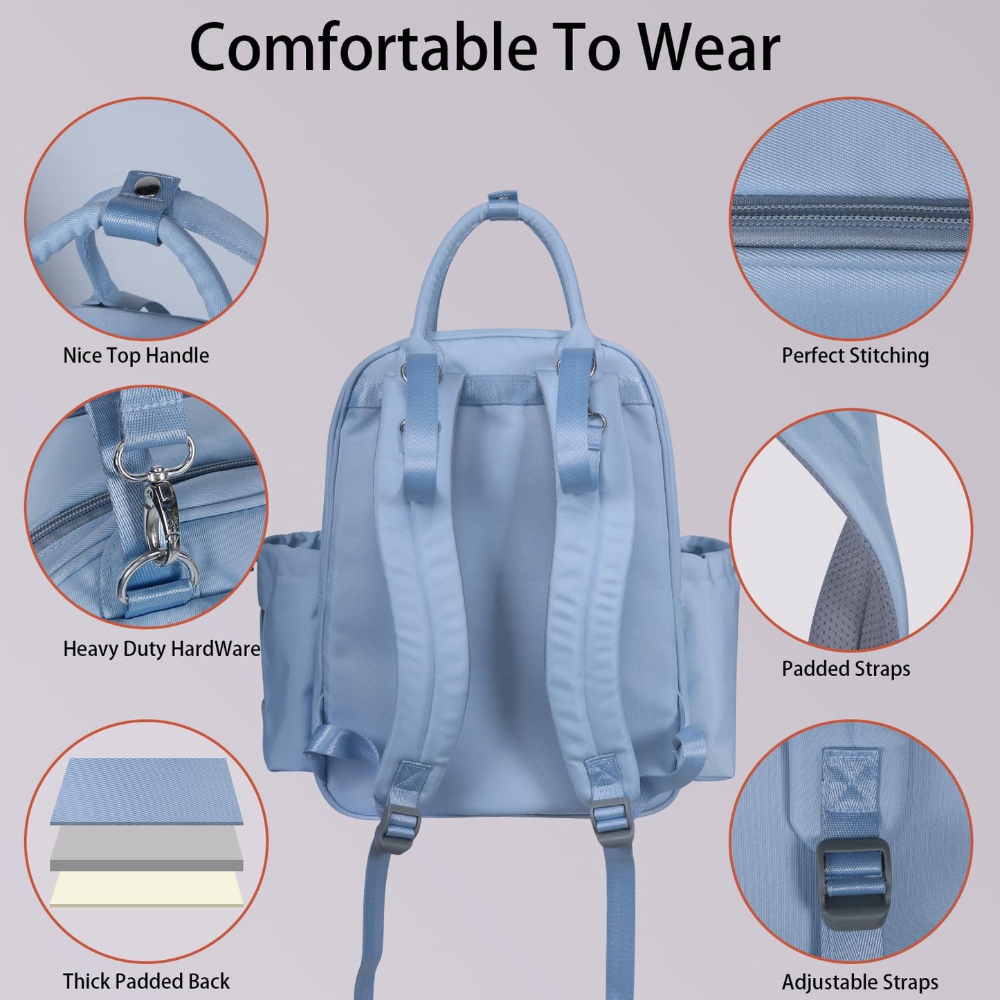 Hap Tim Diaper Bag Backpack, Large Capacity Baby Bag Backpack with Changing Pad,19 Pockets, 2 Stroller Clips, Baby Registry Search, Blue (2252-MLDL)