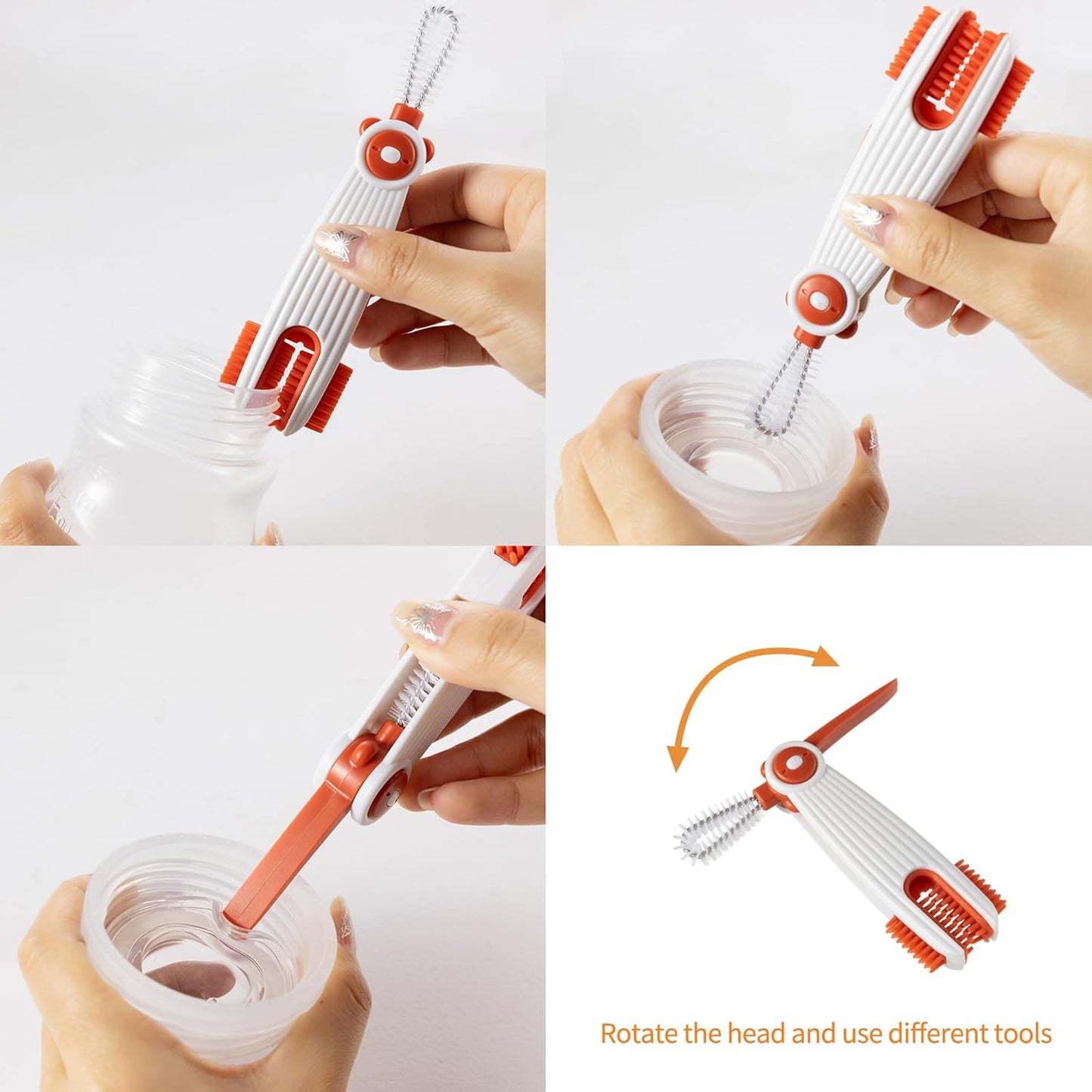 Chemimoso 3 in 1 Cup Lid Gap Cleaning Brush Set, Multifunctional Baby Bottle Cleaning Tools, Home Kitchen Crevice Cleaning Tools, 4Pcs
