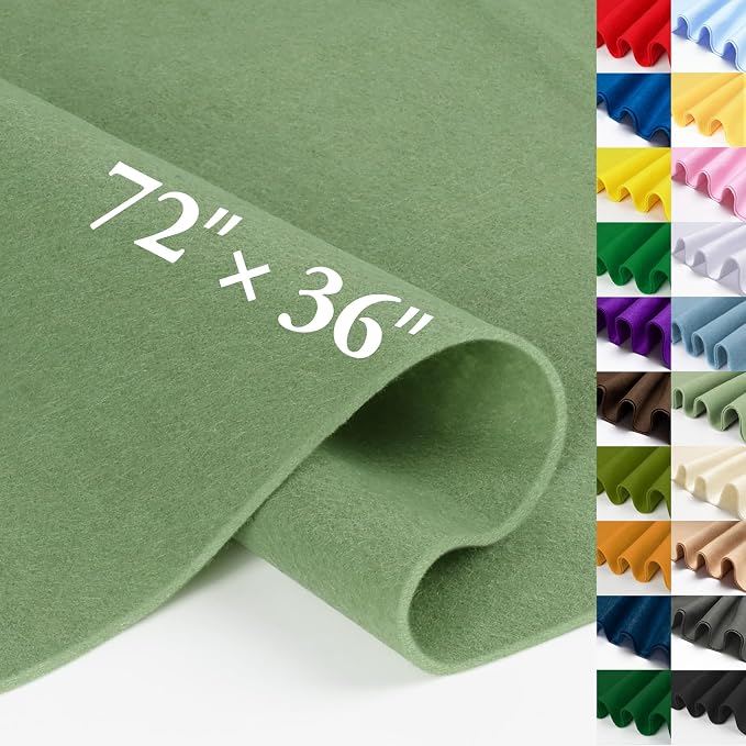 Sage Green Felt Fabric Sheet 72" X 36", 1.4mm Thick Large Soft Durable Flexible