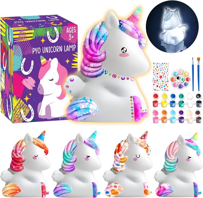 Goodyking Paint Your Own Unicorn Lamp Art Kit, DIY Night Light, Arts & Crafts