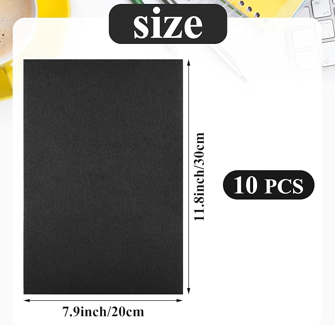 10PCS Black Self Adhesive Felt Fabric Sheets Sticky Felt Sheets