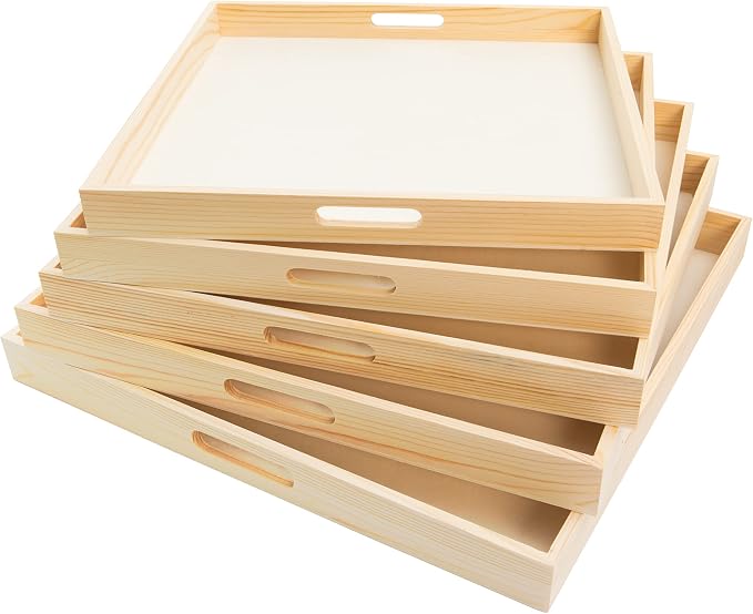Wooden Nested Serving Trays – Unfinished Square Trays