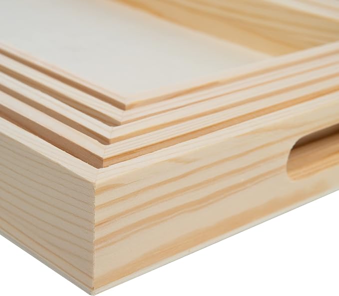 Wooden Nested Serving Trays, Unfinished Rectangle Trays