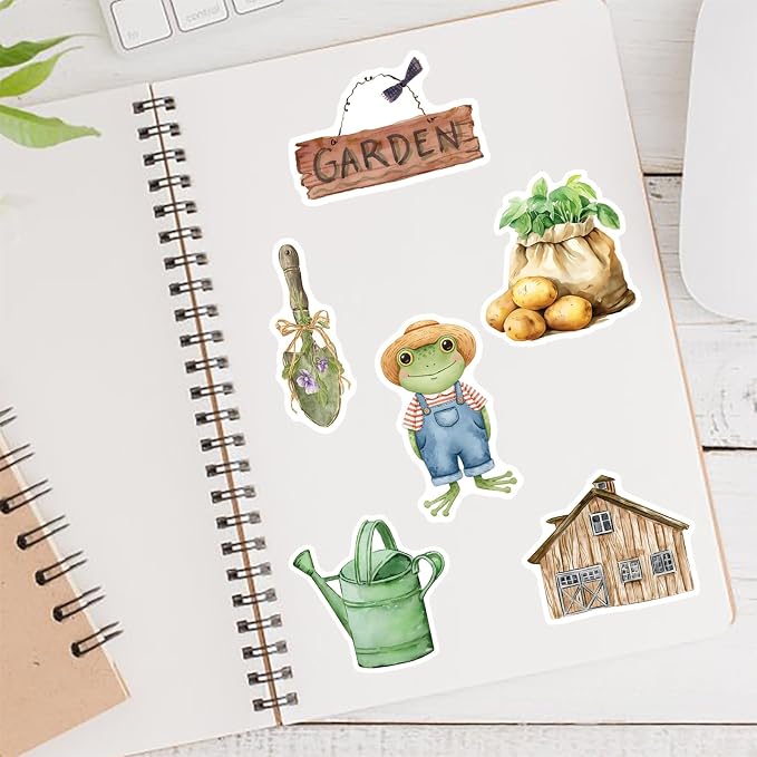 50 Pcs Cute Garden Farm Life Stickers, Vintage Plant Gardening Tool Animal