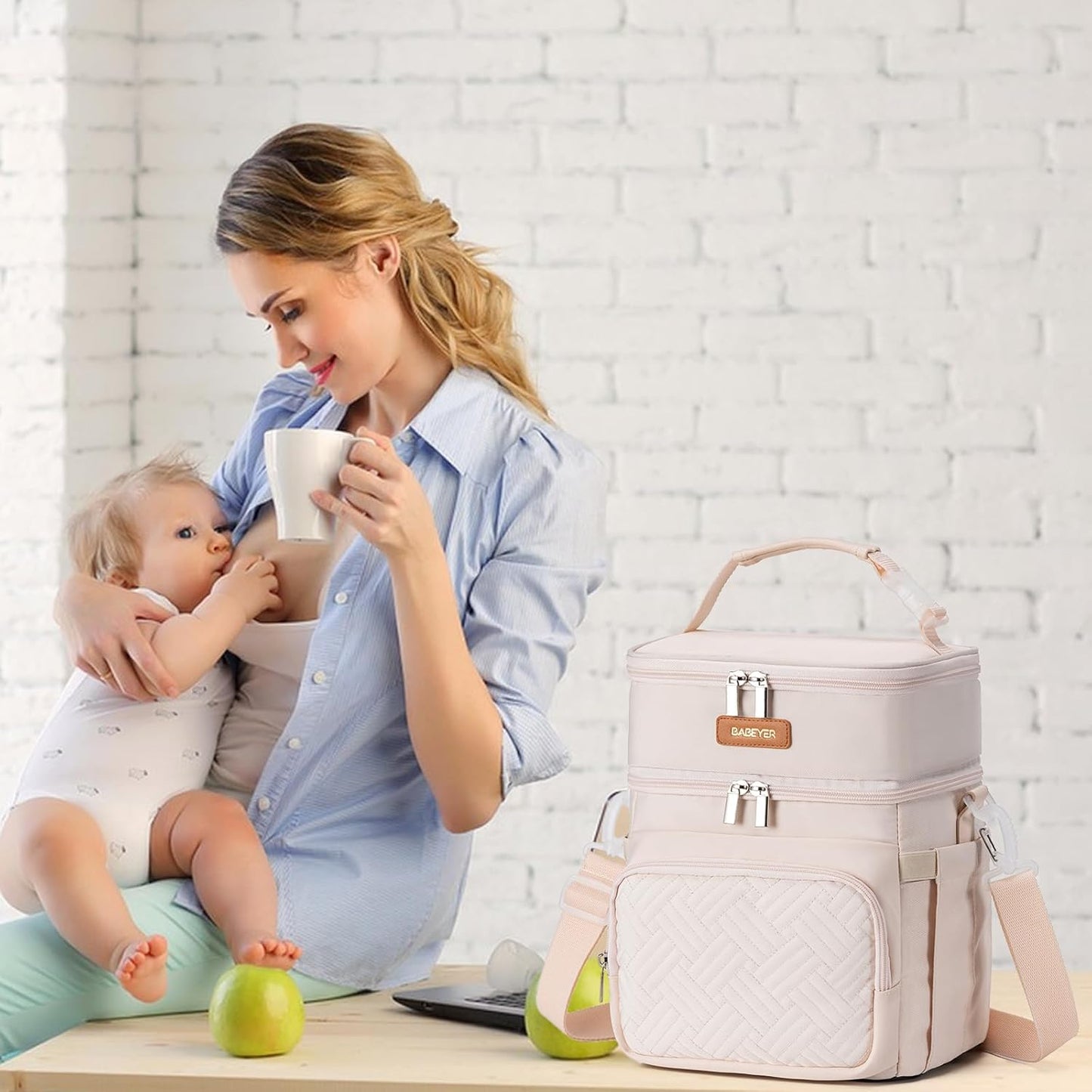 Breastmilk Cooler Bag with Ice Pack Fits 6 Baby Bottles Up to 9 Ounce
