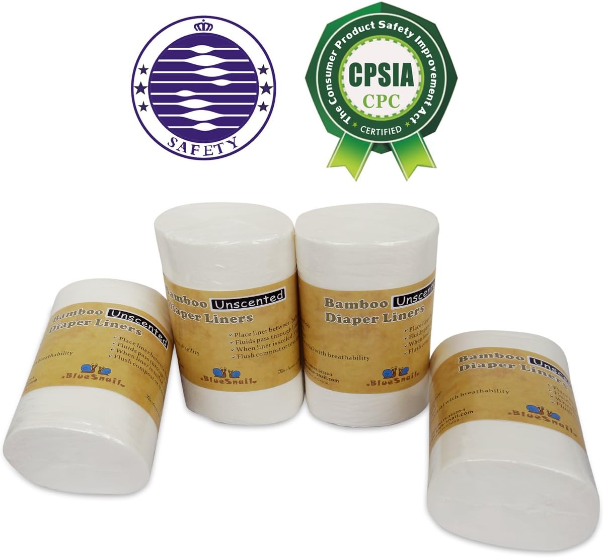 Rayon Unscent Diaper Liners- Fragance Free and Chlorine Free(4PK) 400 Count by BlueSnail（White）