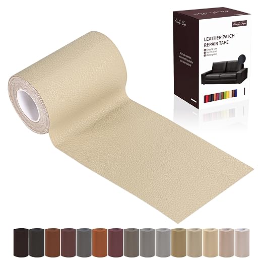 Leather Repair Patch Tape, Light Beige 3 x 61 Inches Self Adhesive Leather