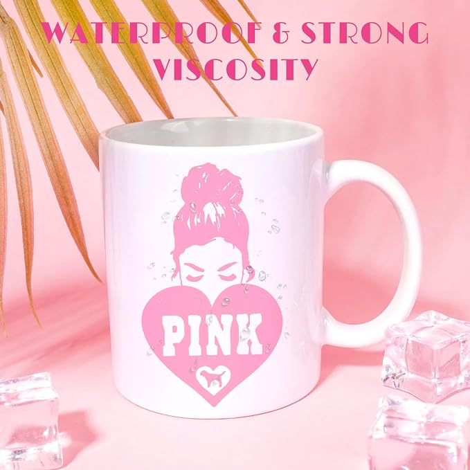Tintnut Light Hot Pink Permanent Vinyl 8 Sheets 12''x10'' Adhesive Vinyl |