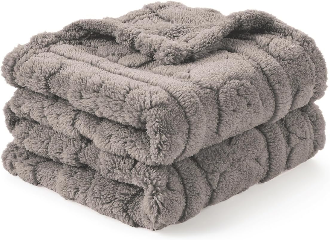CREVENT 30"X40" Cozy Soft Warm Sherpa Baby Blanket for Girls Boys, Newborn Essentials for Infant, Baby Shower Receiving Gift - Tan Bear 75X100cm