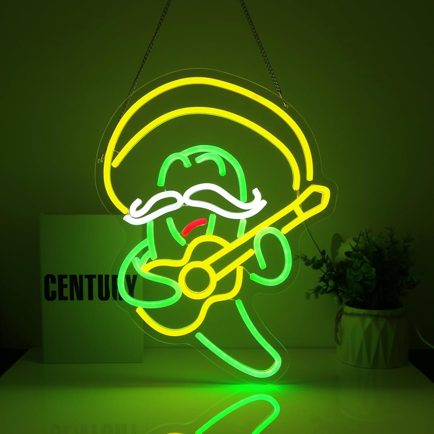 Cactus Guitar Neon Sign Led Neon Lights Neon Signs for Wall Decor Light Up Sign for Birthday Party Club Gift