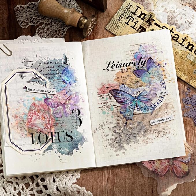 Vintage Aesthetic Stickers for Junk Journaling Supplies, Dual Materials