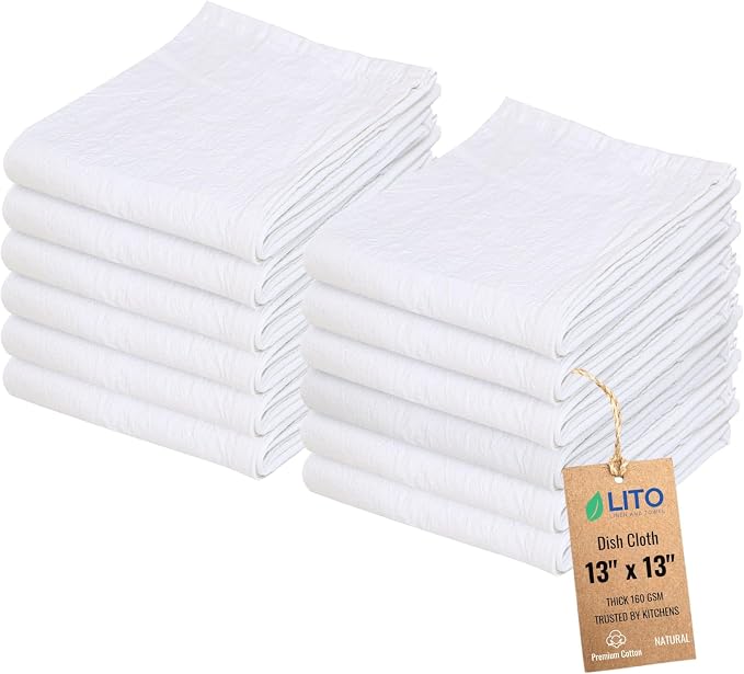 Dish Cloths Cotton| Kitchen Wash Cloth | Shop Towels Absorbent and Lint Free